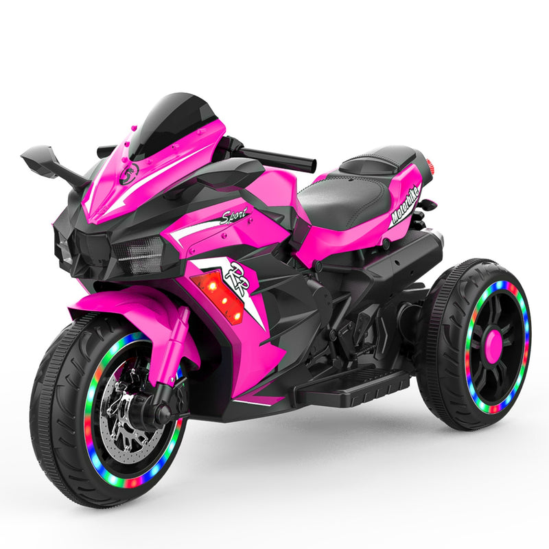 12V Kids Ride on Motorcycle, Electric Kids Motorcycle, Battery Powered Motorcycle for 3-4Years Old, Pink
