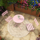 Bistro Table and Chairs Set of 2, 3 Piece Outdoor/Indoor Folding Patio Bistro Sets, 2 Chair Patio Furniture Set with Table, Premium Frame Foldable Coffee Tables for Balcony, Yard, Garden, PINK