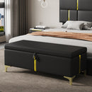 Elegant Upholstered Storage Ottoman,Storage Bench with Metal Legs for Bedroom,Living Room,Fully Assembled Except Legs,Black