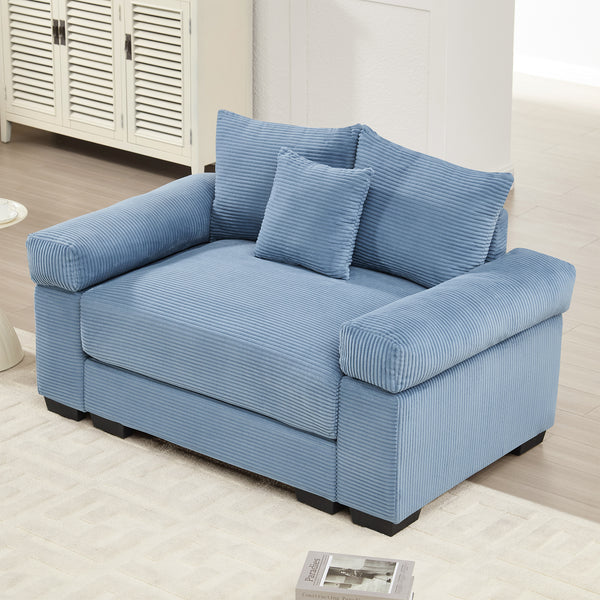 54.3' Oversized Cloud Modular Sectional Couch,Extra-Thick Armrests Good Resilience Cushions Ergonomic Design Premium Soft Corduroy Fabric,Easy Assembly For Living Rooms Study,Blue