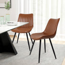 Ergonomic chair with rubberwood frame covered in polyurethane synthetic leather, set of 2, BROWN