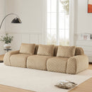 114' Modern Modular Sectional Sofa for Living Room,Flannelette Fabric,Oversized 3-Seater Couch,boneless sofa,Deep Seat,Buckle connection,Anti-slip Design,No Assembly,Light Camel