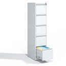 SteelCraft Pro 5 Drawer Metal Vertical File Cabinet with Lock in White for A4 Legal/Letter Size
