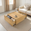 Natural Finish 1pc Coffee Table Both Side Storage Transitional Living Room Furniture