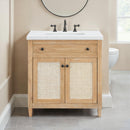 31' Cane Paneled Bathroom Vanity with Engineered Stone Top (7508VB37 + 7721VT31)
