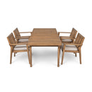 Durable 5 - Piece Patio Furniture Set Acacia Wood Table and 4 Heavy-Duty Cushioned Chairs, Brown