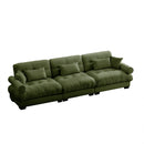 Modern Velvet Extra Large 3 Seat Sofa with Cloud Like Comfort and Olive Green Finish