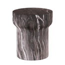 Modern Round Outdoor End Table with Marble Faux Terrazzo Finish, Durable MGO & Fiberglass Blend, 15.55in x 15.55in x 17.91in