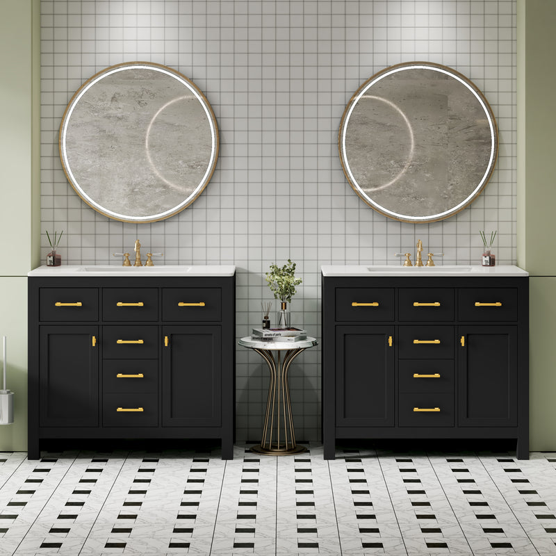 72'' Bathroom Vanity Set with Ceramic Sink (Separate), Modern Freestanding Single Bathroom Cabinet with Drawers & Cabinets,Storage Cabinet for Bathroom, Solid Wood Frame Vanity Set