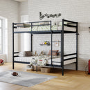 Bunk Bed with Ladder and high Guardrail Metal Bunk Bed, Storage Space, Noise Free,Twin Over Twin Size,BLACK