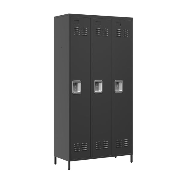 Metal Storage Locker Cabinet with Locks for Employees, Home Gym Office School Garage, Black, 72-inch