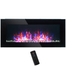 HOMCOM 41.3' 1500W Electric Wall-Mounted Fireplace with Flame Effect, 7 Color Background Light, Black
