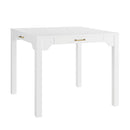 Alleyville White Square Dining Table with Storage Drawer for Mahjong and Games