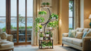 8-Tier Indoor Plant Stand with Grow Lights, 61 in S-Shaped Metal Shelf for Multiple Plants, Black