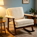 Mid Century Modern Accent Chair ,rocking chair with Wood Frame, Upholstered Living Room Chairs , Reading Armchair for Bedroom Sunroom