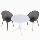 Two-Pack Warm Grey Modern Lounge Chair Set with 36 Inch Round Table, Warm Grey/White23.23*23.23*30.91 (in)/35.43*35.43*29.53(in),pp