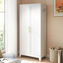White Metal Wardrobe Closet with 2 Doors, 71″ Tall Portable Storage Cabinet for Bedroom, Lightweight Closet for Small Apartments, Dorm, Renters, Cold Rolled Steel, Easy Assembly