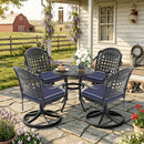 3-Piece All-Weather Cast Aluminum Dining Set, Include 2 Swivel Chairs and 26.77' Round Table With Black Frame