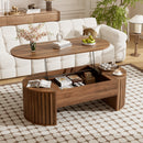 U-Can 47.2''Lift Top Coffee Table with Hidden Compartment, Partially Assembled Wooden Center Table, Modern Oval Lift Tabletop for Home Living Room(OLD SKU: N724P308481D)