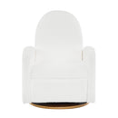 Contemporary 360 Swivel and Glider Recliner Chair in Beige Boucle with Solid Wood Base