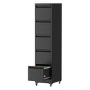 Heavy Duty Black Metal 5 Drawer Vertical File Cabinet with Lock and Wheels for Home Office