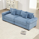 92'  Oversized Cloud Modular Sectional Couch,Corduroy Fabric Extra-Wide Armrests Throw Pillows Ergonomic Design High Resilience Cushion Easy Assembly,For Living Rooms Bedrooms, Blue
