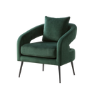 Modern Upholstered Velvet Open Back Accent Chair with Metal Legs, Cozy Round Sofa Leisure Lounge in Green