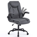 Leather Office Ergonomic Home Office Desk Chair, Back Support Swivel Executive Office Chair with Wheels and Flip-Up Armrests, Small Gaming Chair with Adjustable Rocking Function