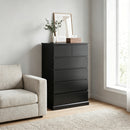6 Drawers Dresser for Bedroom, Tall Dresser for Bedroom, Modern Chest of Drawers with Concealed Handles, Vertical Wood Storage Cabinet for Bedroom, Living Room, Entryway, Black