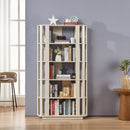 Wooden Oval Open Bookshelf, MDF Grid Frame Freestanding Bookcase, 5-Tier Easy Assembly Storage Display Rack for Living Room Home Office Decor, DIY Free Combination Storage Cabinet Study Room
