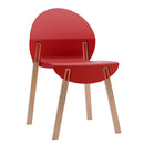 Four-piece Set of Single Chairs with a Design Combining Modern and Traditional Elements, Durable and Comfortable, in Crimson. Dimensions: 20.08*19.29*31.89 (in). PP Seats and Red Oak Legs.