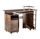 D&N solid wood computer Desk,office table with PC droller, storage shelves and file cabinet , two drawers, CPU tray,a shelf used for planting, single , HPS, 47.24''L 21.65''W 34.35''H