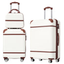 3 Piece Hardshell Luggage Set with Spinner Wheels and TSA Lock, White, ABS Material, 20'+24' Luggages and Cosmetic Case
