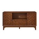 Mid-Century Brown TV Stand with 3D Wood Texture for TVs up to 55' - Engineered Wood, 56' L
