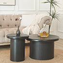 Modern Round Coffee Table Set – Dual Table Combination with Unique Fluted Table Leg Design, Stylish Living Room Furniture