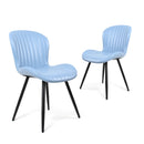 Dining Chairs Set of 2,Modern Leather Upholstered Chairs with Comfy Backrest and Sturdy Metal Legs 20' Bean-BLUE