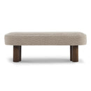 Indoor Khaki Boucle Dining Bench with Walnut Color Legs, 51.57'L Upholstered Seating for Kitchen, Dining Room and Living Space,250lbs Capacity