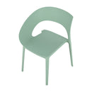 One-piece designed single chair, UV-resistant, waterproof and wear-resistant, in haze green. Dimensions: 21.26*23.6*32.48 (in). Polypropylene material.