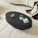 Modern Handcraft Drum Coffee Table Length 43.7 inch Ellipse Coffee Table for Living Room,Oval Small Coffee Table with Sturdy Pedestal,Black MDF