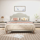 Queen Size Bed Frame Upholstered Platform Bed with Adjustable Headboard,Linen Fabric Padded,Modern Simple Style Platform Bed No Box Spring Needed, Easy Assembly, Beige