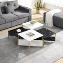 Modern Nesting Coffee Tables Set of 4 -Mid Century Modern Square Living Room Table, Free Adjustable Shape,Versatile and Stylish Accent Furniture for Your Living Room Black & White Color