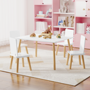 Kids Table and 4 Chairs Set, 5 Pieces Toddler Table and Chair Set, Wooden Activity Play Table Set (White)