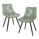 Faux Leather Upholstered Dining Chair Set of 2 with Metal Legs, Thick Foam Cushion & Ergonomic Backrest green