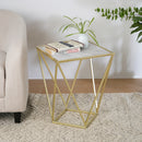 CREATIVE SIMPLE GLASS SIDE TABLE,GOLD+WHITE COLOR
