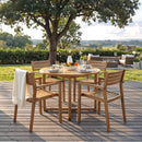 U_STYLE 5-Piece Outdoor Dining Set with 4 Acacia Wood Chairs,47.2' Round Dining Table with Slatted Design, Ideal for Patios, Gardens, Poolsides, and Lawn Areas & Indoor
