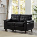 59' Loveseat Modern Design Faux Leather Couch,Living Room Sofa with Storage,Big Armrest Sofa,Upholstered Breathable PU Leather Sofa,Black