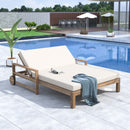 TREXM 1-Piece Farmhouse-styled Wooden Outdoor Sunbed for Ultimate Relaxation Outdoor Daybed Seating 2 People for Poolside, Garden and Backyard (Beige)