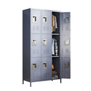 Gray 9 Door 72'H Metal Lockers with Lock for Storage in Office, School, Gym, and Bedroom