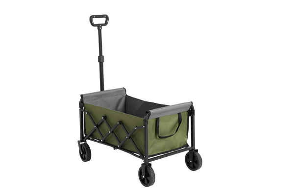 Lightweight Portable Heavy Duty Folding Beach Wagons with Wheels - Outdoor Utility Carts for Grocery, Camping, Shopping, Sports, Garden with Large Capacity -Army green