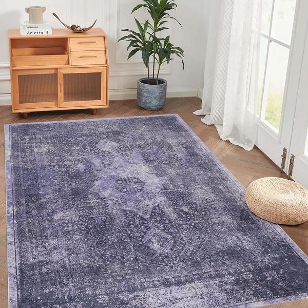 MAVAL Anthracite Washable Rug 4x6 Area Rug (Anthracite, 4' x 6')